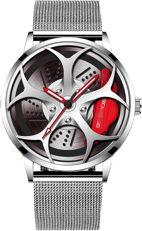 Creative Watches for Men,Men Custom Design Waterproof Sport Watch,Men 3D Car Wheel Quartz Wrist Watch N