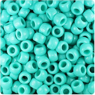 BeadTin Light Turquoise Opaque 9mm Barrel Pony Beads 500pcs
