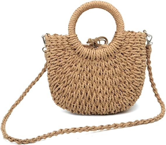 Straw Clutch Purses for Women Straw Beach Bag Summer Clutch Purses Top Handle Beach Vacation Woven Rattan Raffia Purse