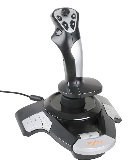 PXN USB Flight Simulation Stick PC Flight Joystick Controller, 16 Programmable Buttons, Vibration Function, Throttle Control, Compatible with Windows PC, Black