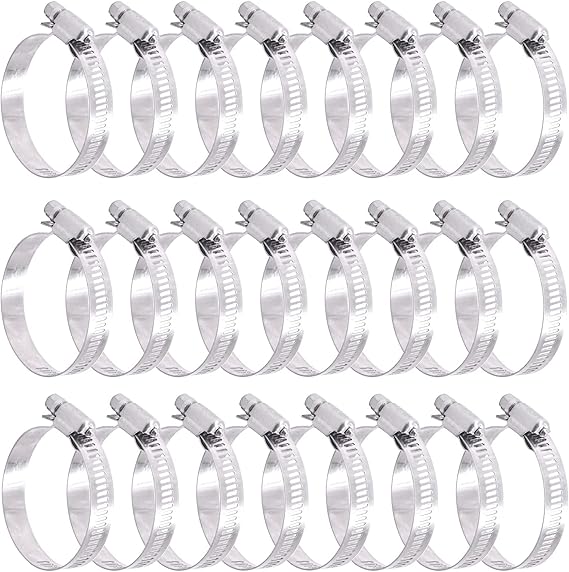 Hilitchi Stainless Steel Worm Gear Hose Clamp Adjustable Fuel Line Clamps for Plumbing, Automotive and Mechanical Application(25PCS, 33-57MM)
