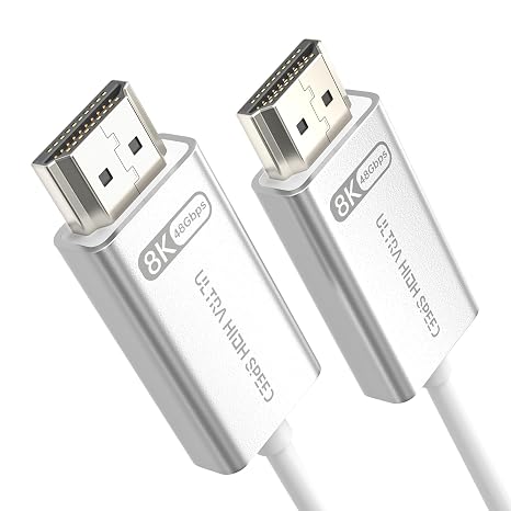 10K 8K Fiber Optic HDMI 2.1 Cable 6.6ft, HDMI Cable White Super Flexible 48Gbps, 8K60Hz & 4K120Hz, Support eARC, Dolby, HDCP 2.2&2.3, HDR 10, Compatible with Blu-ray Roku LG PS5 PS4 Xbox RTX