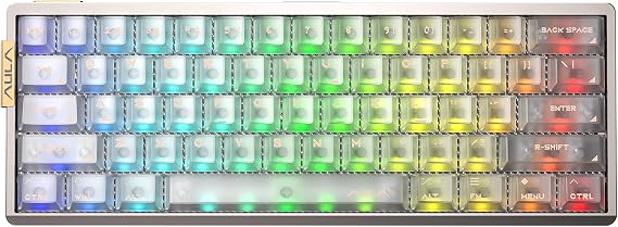 Aula AG60 Alüminyum Manyetik Klavye Hall Effect Snowglow Switch 8000Hz RGB TKL Hot Swap Oyuncu Klavyesi Şeffaf