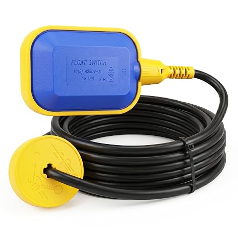 Float Switch, 220V 16A Waterproof Tethered Float Switch & Liquid Level Controller with Cable for Water Tank, Sump Pump, Septic Tank, Pool, Pond, Aquarium(19.68ft(6M))