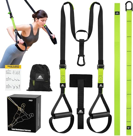 Flintronic Sling Trainer Set, Suspension Trainer System, Home Gym Equipment with Adjustable Door Anchor, Professional Gym Fitness Training Straps for Indoor & Outdoor
