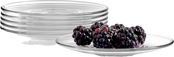 Pasabahce Premium Clear Glass Plate Saucers Set of 6, Safe in Microwave, Great for Servicing Cookies, Snacks, Fruits, Coffee, and Tea Cups, Housewarming Idea