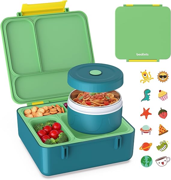 Bento Box for Kids, Lunch Box with Sticker for School