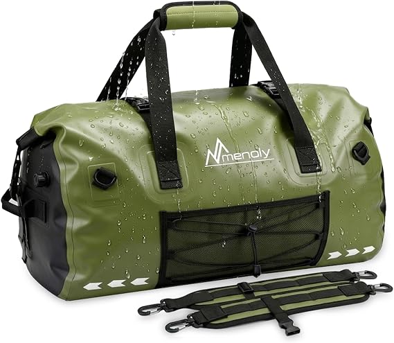 60L Waterproof Duffel Bag - Large Motorcycle Dry Bag Backpack, Roll Top Heavy Duty Travel Bag with Shoulder Straps for Riding, Kayaking, Camping & Travel