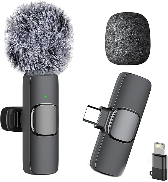 Mini Mic Wireless Lavalier Microphone for iPhone 17/16/15, Android Phone