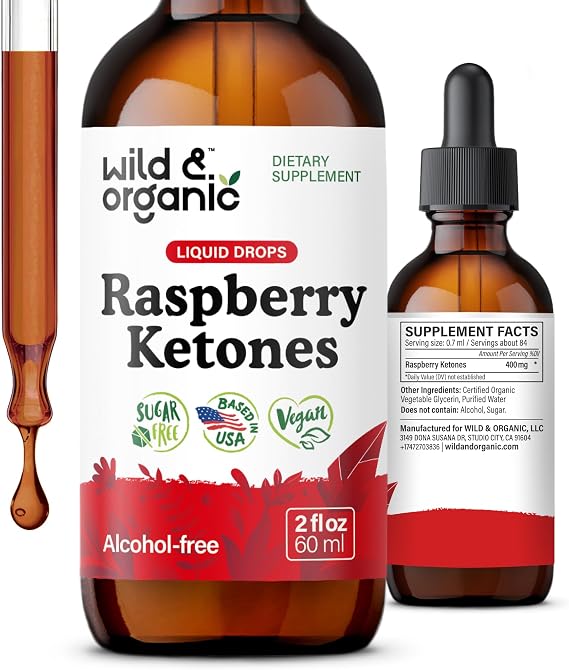 Wild & Organic Raspberry Ketones Tincture - Natural Supplement - 2 fl oz