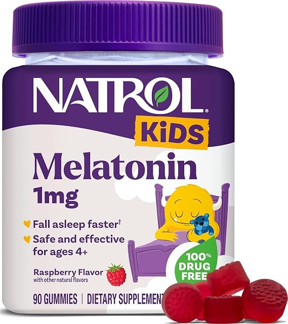 Natrol Kids Melatonin 1mg, for Restful Sleep, 90 Raspberry-Flavored Gummies