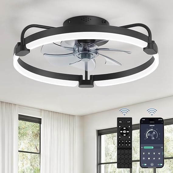 LEDIARY 20" Ceiling Fans with Lights and Remote, Low Profile Led Fan Light