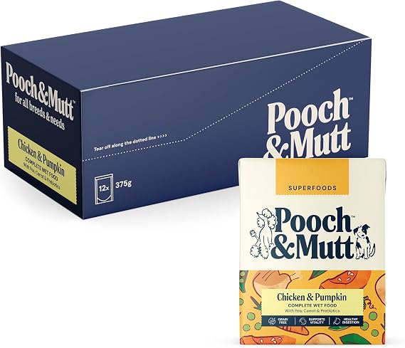 Pooch & Mutt - Chicken & Pumpkin, Complete Wet Dog Food, 12x375g