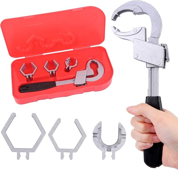 Adjustable Wrench, 80mm Adjustable Spanner Set, Wide Jaw Large Plumbing Spanner Tools, Multifunctional Sink Spanner with Box for Bathroom Kitchen Sink, Valves, Pipes, Faucets, Shower Heads
