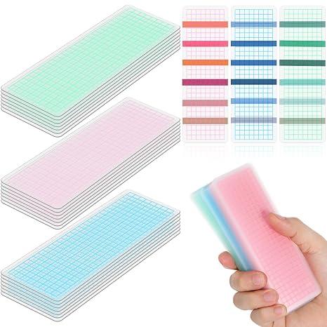 NUOBESTY 45Pcs Washi Tape Organizer Storage Holder, PVC Washi Tape Cards Portable Sample Board for Journaling, Scrapbooking, DIY Craft (5.91 x 1.97 in, Green Blue Pink)