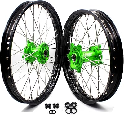 KKE 2118 Rims Set For KAWASAKI KX250FKX450F 2006-2021 KX250KX450 2019-2023 Enduro Wheels CNC Green Hubs