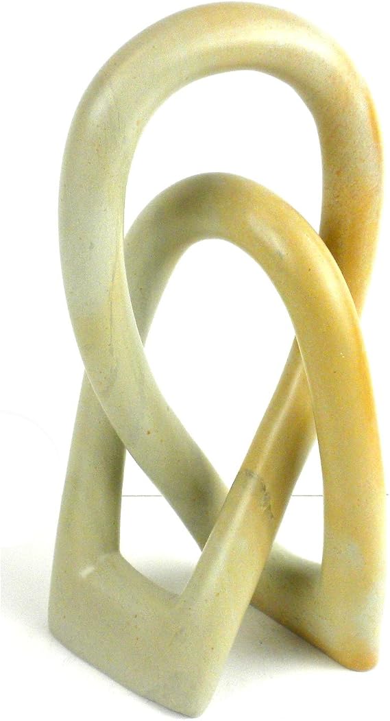 Global Crafts - Natural Soapstone Lovers Knot - 8 in Abstract Love Sculpture Decor