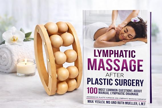 Bruizex Wood Therapy Lymphatic Massage Set Body Contouring Roller Tool & Post-Surgery Lymphatic Massage Guide Book