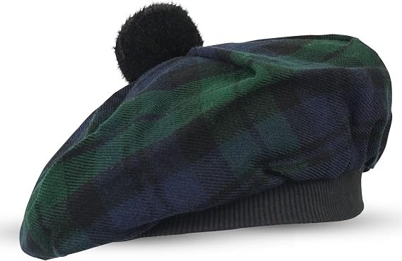 Tam O Shanter Hat Traditional Scottish Plaid Beret for Men & Women | Acrylic Wool Tammy Hats Flat Bonnet for Kilt