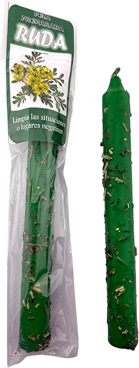 HOSTENATURA | Ritualized Ruda Prepared Candle 18 cm | Esoteric Candle for Cleaning Situations and Spaces | Ritual to Cut Negative Energies and Purify the Environment | Ready to Use