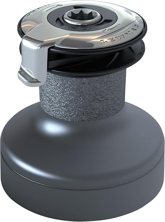 Lewmar 45ST EVO Self Tailing Alloy Winch in Grey Two Speed Size 45 Winch, Gear Ratio of 2.8:1 in 1st Gear; 11.2: 1 in 2nd Gear, Measures 8-1/16" Base Diameter and 9-11/32" H, no Tools Required
