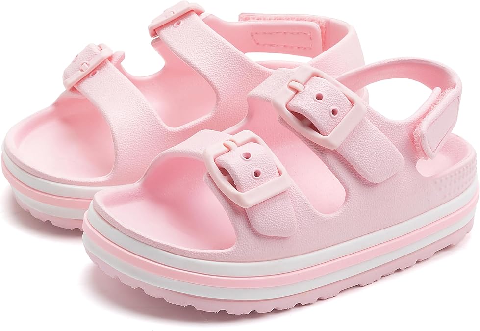 Toddler Buckle Sandals Open Toe Water Sandal with Adjustable Back Strap for Boys Girls