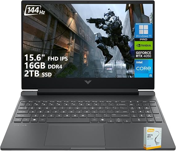 HP Victus Gaming Laptop | 15.6" FHD IPS 144Hz Anti-Glare | Intel 8-Core i5-13420H (>i7-12650H) | 16GB DDR4 2TB SSD | GeForce RTX 4050 6GB | Backlit Type-C WiFi 6 Fast Charge Win11 Pro w/DLCA Accessory