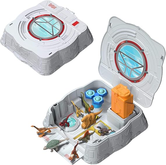 Jurassic World Duyusal Oyun Seti, katlanabilir çantada 8 mini figür, model kili ve döndürülebilir çark, JKG89