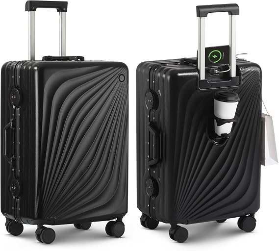 20 Inch Carry On Suitcase, 20" CarryOn Luggage, Black