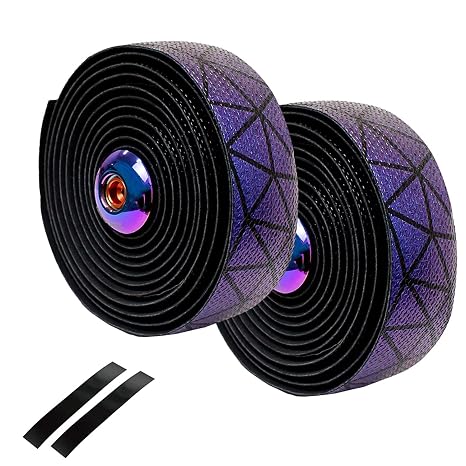 GORIX Bar Tape Handlebar Grip Wrap+2 Bar Plug Rose Pattern Road Mountain Bicycle Cycling (GX-BARA(Global Edition)) (Oil Slick)
