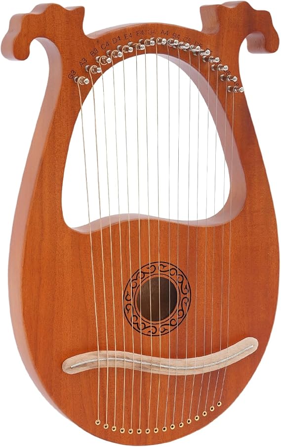 Lyre Harp Harfe Geweih Geschnitzte Holzleier Tragbare 16 Metallsaiten Mahagoni Akustische für Instrumente Kinder Erwachsene Professionelle Anfänger Musikliebhaber