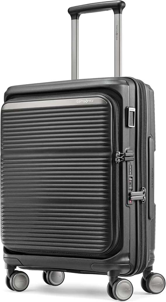 Samsonite Paralux Global Carry-On Luggage - Innovative Design - Quick Access Front Pocket - Dual Suspension Wheel Technology - TSA Lock - Expandable - Includes Removable Packing Cubes - Black