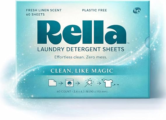 Rella Magical Laundry Detergent Sheets, 120 Loads | Fresh Scent, 60 Count