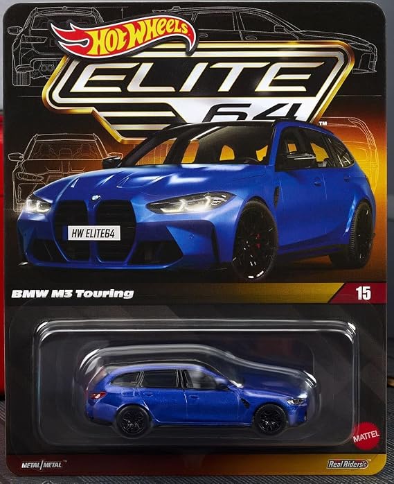 Hot Wheels Elite 64 BMW M3 Touring 1:64 Die-Cast Model with Real Riders Rubber Tires – Collector-Grade Adult Collectible Car HWR93