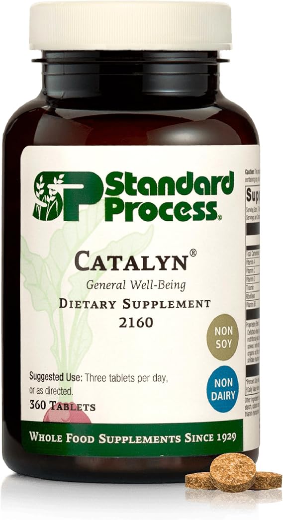 Standard Process Catalyn, General Wellness Supplement, 360 Tablets | Whole Food-Based Support for Cell Functioning, Supplement Includes Vitamins A, D, B6, Aids Antioxidant Activity, Non-Dairy