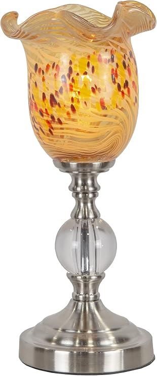 Dale Tiffany AA21186 Beige Speckle Hand Blown Art Glass Uplight Accent Lamp, Brushed Nickel