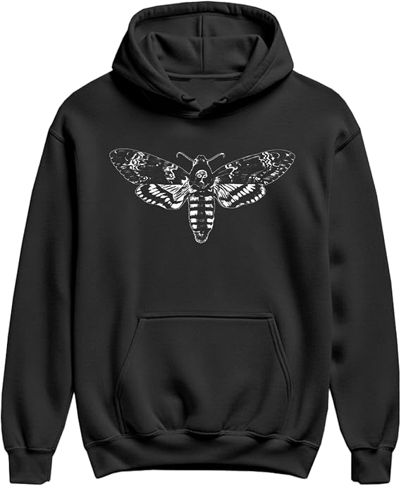 The Goozler Death's Head Moth Hoodie Horror Movie Fan Gift Gothic Skull Insect Graphic Pullover Sweatshirt Men Women