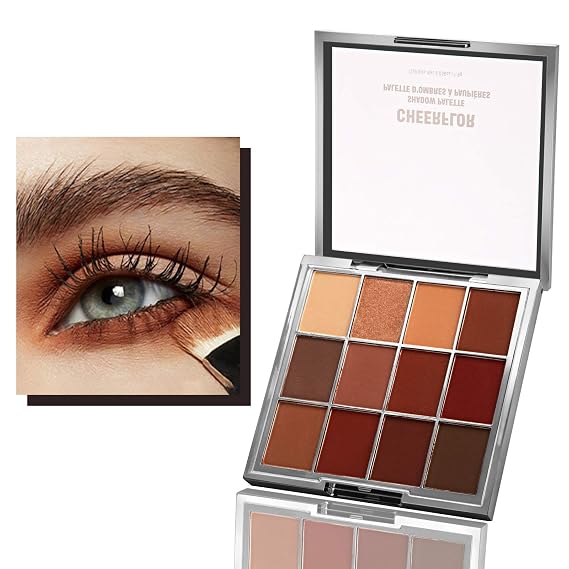 CHEERFLOR Eyeshadow Palette Makeup,Matte Shimmer 12 Colors Makeup Palette,Highly Pigmented Glitter Multi Reflective Creamy Blendable Waterproof Long Lasting Vibrant Eyes Shadow Make Up Cosmetics Set