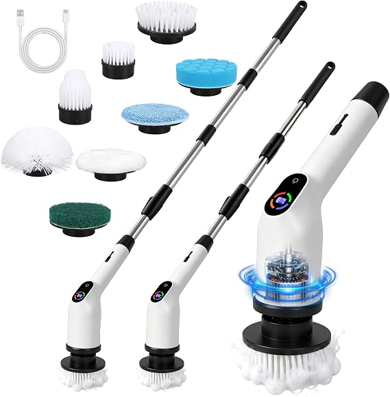Electric Spin Scrubber,2026 Upgraded Cordless Power Scrubber with 8 Heads