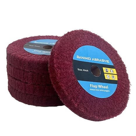 4 Inch Bench Grinder Polishing Wheel, 320 Grit Tight Weave Tough Polishing Burnishing Wheel, Great for Refurbishing Golf Clubs Metal Copper, 1/2" Thickness Red 5Pcs