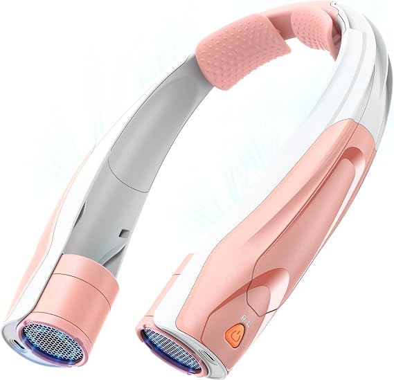 Portable Neck Fan for Girl: No Hair Twisting, Lightweight Personal Fan | 6000mAh Battery Air Volume, 6 Speeds - Rechargeable Wearable Air Conditioner for Girlfriend, Sister (Pink)