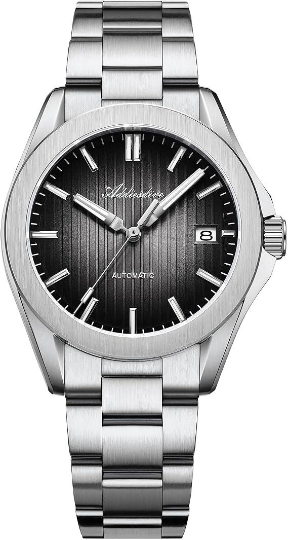 ADDIESDIVE 41mm Mens Watch 8215 Automatic Movement Folding Pattern Dial Sunburst Synthetic Sapphire Luminous 200M Waterproof Large Men Watch, Black, Bracelet Type