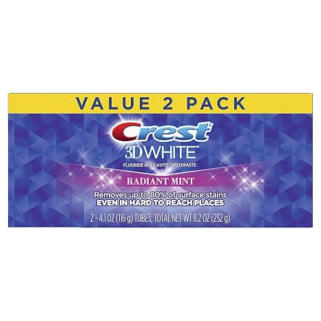 Crest 3D White, Whitening Toothpaste Radiant Mint, 8.2 Oz