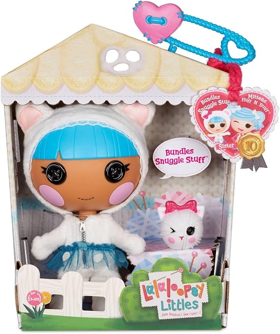Lalaloopsy Littles 7" Winter Doll - Bundles Snuggle Stuff with Pet Yarn Ball Bear, Blue/White Outfit & Accessories, Reusable House Playset, Ages 3-103 Years