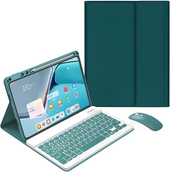 Keyboard Case Spanish N for Honor Pad X8A 11 Inch 2024 - Espanol Wireless Detachable Keyboard Cover with Pencil Hold, Rechargeable Tablet Mouse,Green