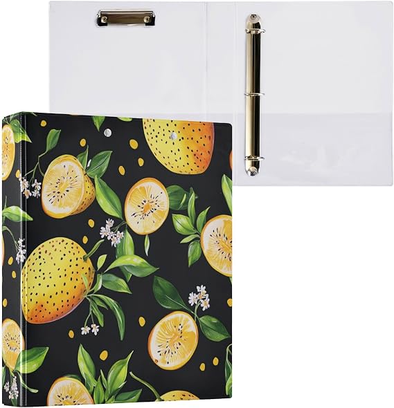 1.5" Notebook Binders 3-Rings College Binders for Students with Pockets Office Binder 200 Sheets 2 Pack Cartoon Granadilla Fruit