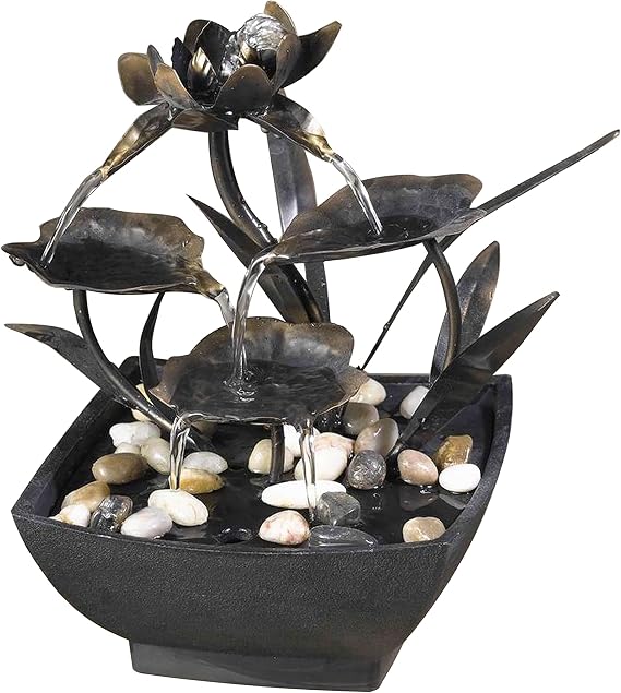 Jeco Cadono Metal Leaves Tabletop Fountain