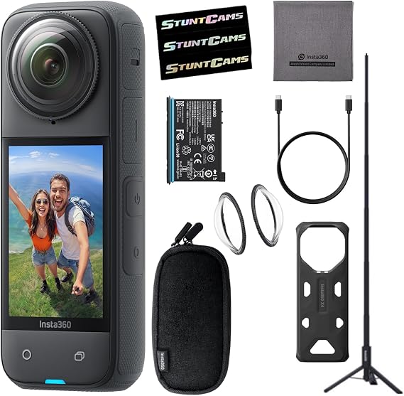 Insta360 X4 - Waterproof 8K 360 Action Helmet Camera with Extendable Tripod Selfie Stick, 4K Wide-Angle Video, Invisible Selfie Stick Effect Lens Guards Sports, Content, Travel, Outdoor Creator