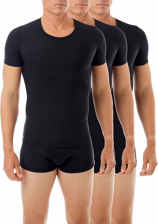 Underworks USA Mens Extreme Power Compression Gynecomastia Chest Binder Girdle T-Shirt 3-Pack 998
