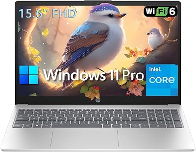 HP 15 15.6 FHD Laptop Computer Student and Business, Intel Quad-Core Processor Beat i3-1115G4, 16GB DDR4 RAM, 256GB PCIe SSD, WiFi 6E, Bluetooth 5.3, HDMI, Type-C, Silver, Windows 11 Pro, Wendbo